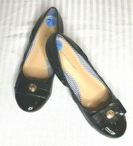 Tommy Hilfiger Womens Black Ballet Flats Slip On Shoes Patent Bows Size 7.5 EUC - £35.43 GBP
