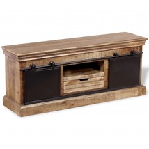 TV Cabinet with 2 Sliding Doors Solid Mango Wood 110x30x45 cm - £190.70 GBP