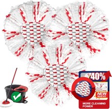 2024 New Version Mop Head Replacement 40 More Cleaning Power 3 Pack Spin... - £24.96 GBP