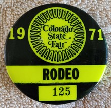 Vtg 1971 Colorado State Fair Rodeo Contestant Pin 125 Pinback Bob Eidson - £7.86 GBP