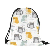 Cool Animal Print String Bag Rainbow Color Cat Dog Painting Shoulder Bag Softbac - $16.53