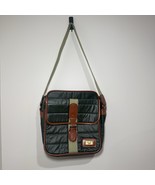 Vintage Diane Von Furstenberg Messenger Bag Green Brown Quilted Crossbody - $39.95