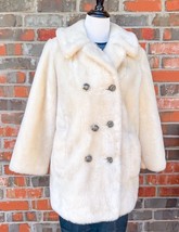 Vintage Jet Set California Faux Fur Coat White/Cream Jacket 7/8 Double B... - $753.57 MXN