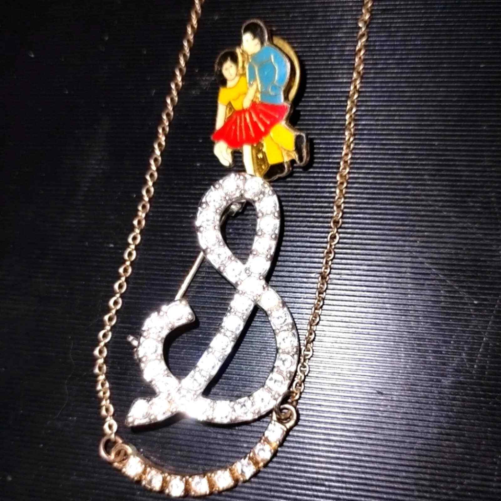 Small beautiful vintage rhinestone bundle lot and one dancing couple pin - $31.68