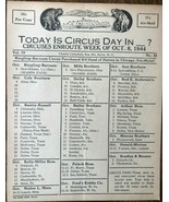 1944 CIRCUS DAY ROUTE CARD (October 8) Charlie Campbell&#39;s list of travel... - $13.56 CAD