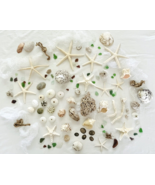 Lot 117 pc Sea Shells Star Fish Sea Glass Nautical Wedding Decor Crafts ... - £48.49 GBP