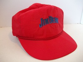 Vintage Jim Beam Bourbon Whiskey Hat Light Red Snapback Rope Baseball Cap - £24.26 GBP