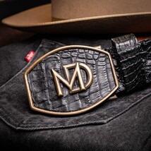 Marco Di Milano Genuine Hornback Caiman Skin Western Belt Marlboro Black image 8