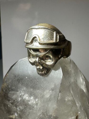 Skull ring size 10.25 biker band cast ring sterling silver from Ukraine Item image 14
