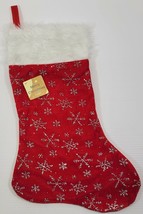 MM) FLOMO Christmas Holiday Silver Glittery Snowflake Stocking 18&quot; - $5.93