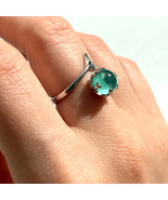 Open Blue Crystal Mermaid Bubble Ring Adjustable 925 Sterling Silver  - £11.03 GBP