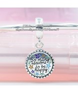 925 Sterling Silver &quot; So many reasons to be HAPPY &quot; Dangle Charm With En... - £14.00 GBP