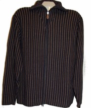 Pelo Blue Brown Striped Knitted Cardigan Zipper Men&#39;s Cotton Sweater Sz ... - £52.03 GBP