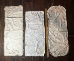 Vintage Set Of 3 Hand Embroidered Floral Table Dresser Runners - $10.00