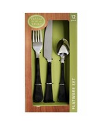 Dash Of That Flatware Set 12 Pieces Nora Forks Knives Spoons Black Handl... - €26,29 EUR