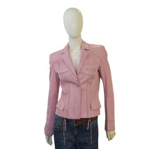 Antonio Berardi Pink Leather Button Front Fitted Blazer Jacket size 42 - $178.20