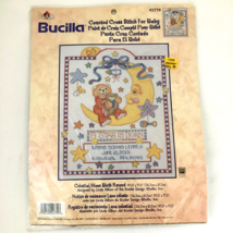 CELESTIAL MOON Bucilla Counted Cross Stitch Kit 10x12 Baby Birth Record ... - $8.46