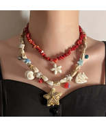 Ceramic Beach Starfish Shell Charm Layered Necklace - $26.54