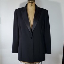 Le Suit Vintage Tuxedo Jacket Size 14 Chiffon Satin Long Sleeve Collar Formal - £66.57 GBP