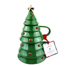 Hallmark 2 Stacking Mugs With Lid Christmas Tree NWT - $24.75