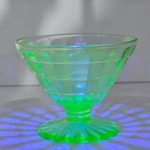 Vintage Anchor Hocking Block Optic Green Vaseline Uranium Sherbet Cup GL... - $12.99