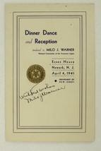 1941 Autograph MILO WARNER National Commander American Legion Essex House NJ - £27.36 GBP