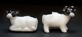 Salt &amp; Pepper Shakers Milk Cow Black &amp; White Ceramic Vintage  - $8.41