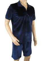 Men 2pc Stacy Adams leisure jogging suit Shorts Set Summer 3820 Navy Velvet image 3