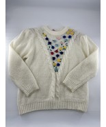 Vintage Hand Embroidered Flower Granny Ivory Colorful Women’s Small Y2K ... - $52.82 CAD