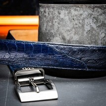 Alessio Genuine Ostrich Leg Exotic Belt Navy image 8