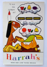 Harrahs Club Casino Postcard Chief Jackpot Smoke Signals Reno Lake Tahoe... - $6.92