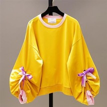 2022 New Autumn Women Clothes Korea Loose Batwing Sleeve Bow Solid O-neck Pullov - £73.77 GBP