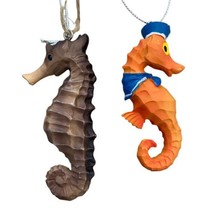 Midwest Resin Seahorse Christmas Ornament Lot of 2 Asst Brown orange 4 in - £9.79 GBP