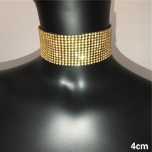 Hyperbolic Bling Diamante Choker Necklace Women Adjustable Patchwork Rhinestone  - £14.15 GBP