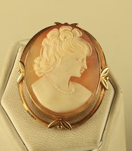 Vintage Signed 12K Gold Filled Van Dell Female Facing Right Cameo Brooch Pendant - £43.42 GBP