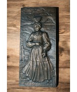 1880’ Dutch Antique Massive Bronze Plaque Village Lady Holds Basket On A... - $6,657.72 MXN