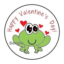 30 Happy Valentine&#39;s Day Frog Envelope Seals Labels Stickers 1.5&quot; Round Hearts - £5.89 GBP