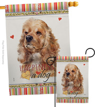 Cocker Spaniel Happiness Flags Set Dog 28 X40 Double-Sided House Banner - £39.94 GBP