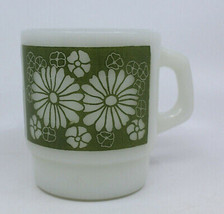 Anchor Hocking Fire King Green Daisy Flowers Milk Glass Coffee Mug Tea C... - £19.90 GBP