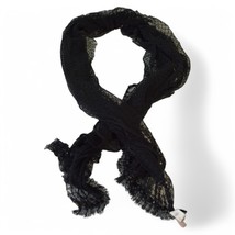 Rosamunda Black Cotton Knit with Beads Long Scarf Foulard Wrap - $48.51