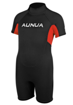 Aunua Child&#39;s Size 4 Shorty 3mm  Wetsuit Black Red Short NWT - £21.36 GBP