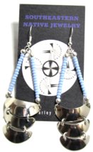 New Mini 3 Panel Gorget Earrings in Nickel Silver w/ Baby Blue Beads C J... - $59.39
