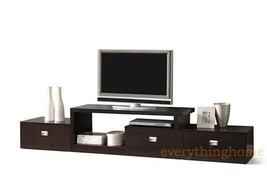 Brown Asymmetrical Modern Plasma LCD LED HD TV Stand Media Credenza Drawers - £240.54 GBP