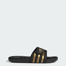 adidas Adissage Slides Men&#39;s Size 12 Core Black  Gold Metallic New With Box - £38.65 GBP