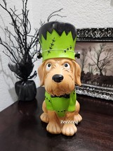 Halloween Golden Dog Puppy Frankenstein Costume Resin Figurine Statue De... - $32.66