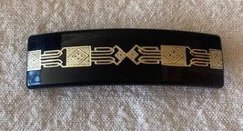⭕⭕VTG, hair clip, hairpins, 1980s retro, black and gold, 9 cm long, acrylic - $131.35 MXN