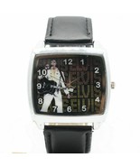 Elvis Presley Vegas Watch Big Square Wrist Stainless Men Black Leather M... - £22.37 GBP