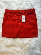 Cello Women&#39;s Mini Skirt Lg 32 Corduroy Orange Button Front Five Pockets NWT - £18.69 GBP