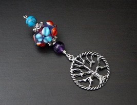 Blue Howlite and Amethyst Summer Blooms Tree of Life Blessingway bead - Baby sho - £12.58 GBP