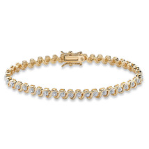 PalmBeach Jewelry Round Genuine Diamond Accent Gold-Plated Tennis Bracelet - £55.37 GBP